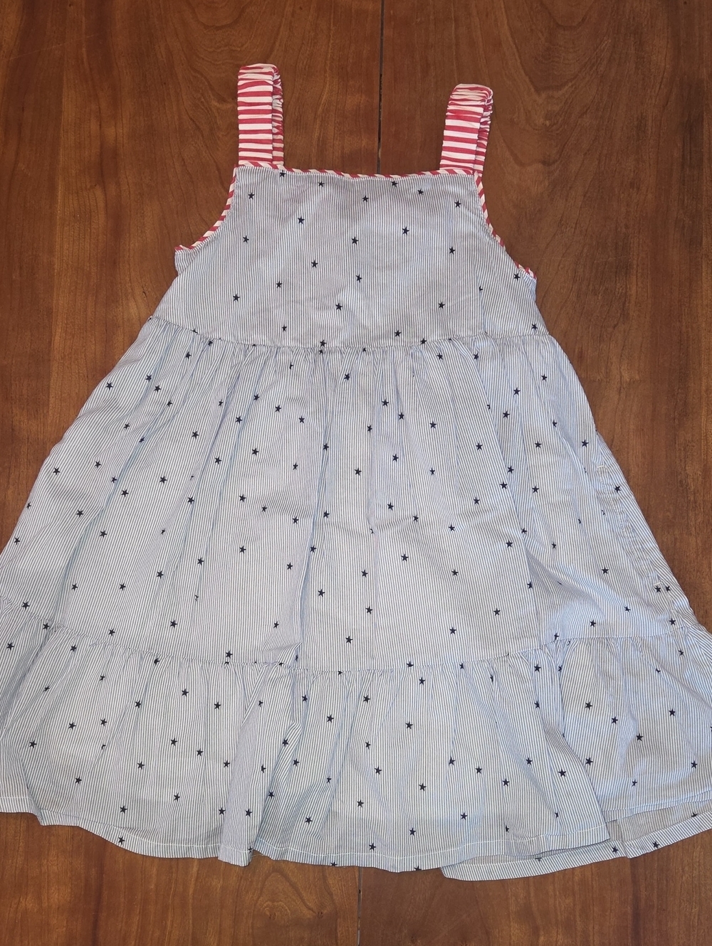 Cat & Jack Light Blue Star Print Dress with Pink Striped Straps